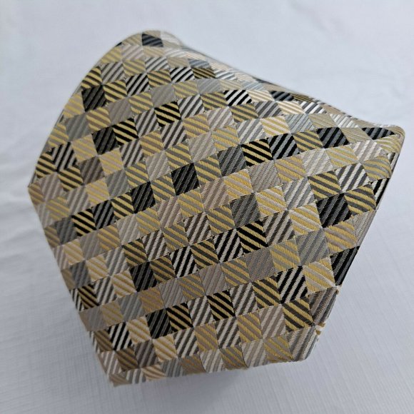 Men's Neck Tie 3.5 Inch Gold Yellow Green Silver necktie Giorgio Brutini - Picture 6 of 8